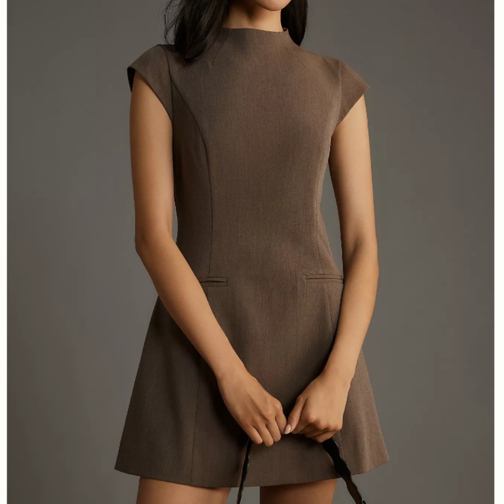 NEW Reformation Vivienne Mini Dress - Cafe Brown Beige size 2 - Picture 3 of 10
